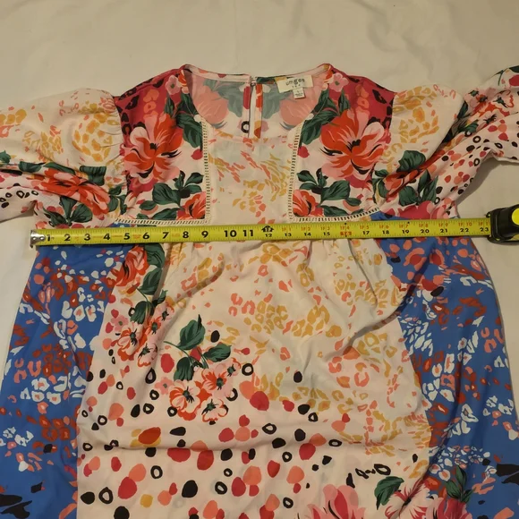 Umgee Floral Animal Print Mixed Media Boho Dress Size Large EUC - Picture 9 of 9